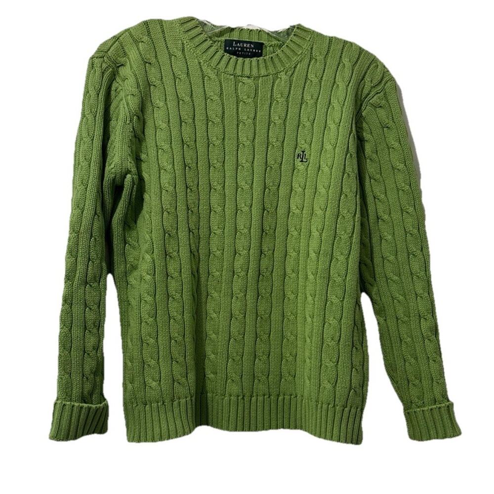 Vintage Lauren Ralph Lauren Cable Knit Sweater Petite Size P/P XS Lime Green